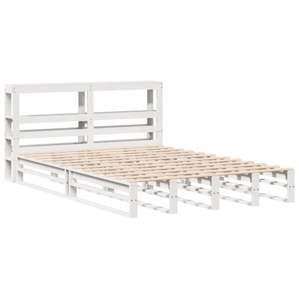 vidaXL Cadre de lit sans matelas blanc 140x190 cm bois de pin massif