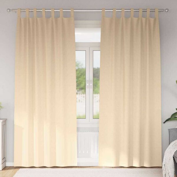 vidaXL Rideaux occultants avec anneaux 2 pcs Cr&egrave;me 260 x 140 cm