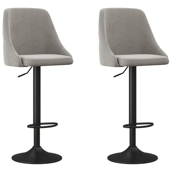 vidaXL Tabourets de bar lot de 2 gris clair velours
