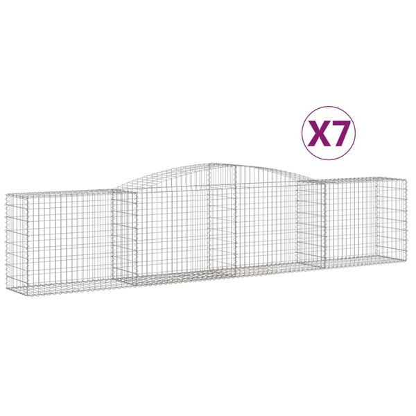 vidaXL Paniers &agrave; gabions arqu&eacute;s 7 pcs 400x50x80/100 cm Fer galvanis&eacute;