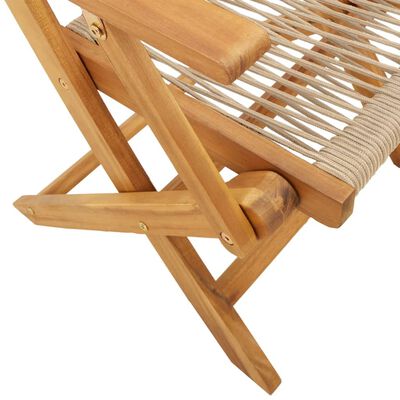 vidaXL Chaises de jardin lot de 2 beige bois d'acacia et polypropylène