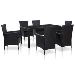 vidaXL Ensemble &agrave; manger d'ext&eacute;rieur 7 pcs R&eacute;sine tress&eacute;e Noir