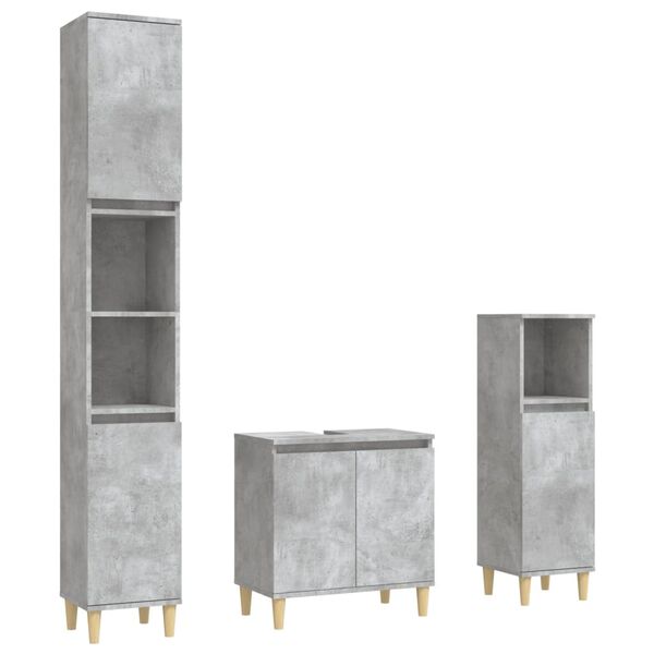 vidaXL Ensemble de meubles de salle de bain 3 pcs gris b&eacute;ton
