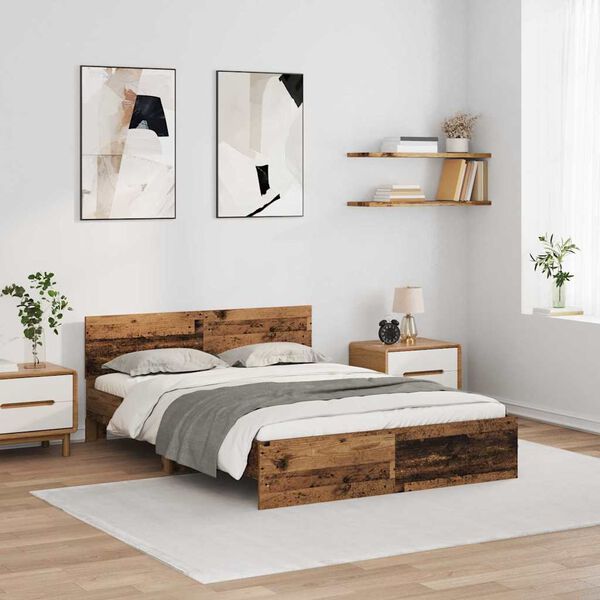 vidaXL Cadre de lit Bois Ancien 140 x 200 cm Bois d'ing&eacute;nierie