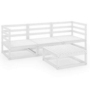 vidaXL Salon de jardin 4 pcs Blanc Bois de pin massif