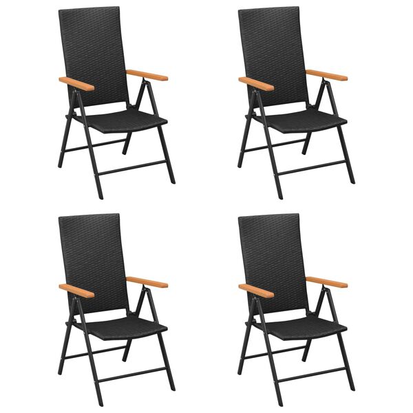 vidaXL Chaises de jardin lot de 4 R&eacute;sine tress&eacute;e Noir