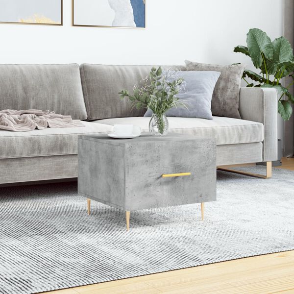 vidaXL Table basse gris b&eacute;ton 50x50x40 cm bois d'ing&eacute;nierie