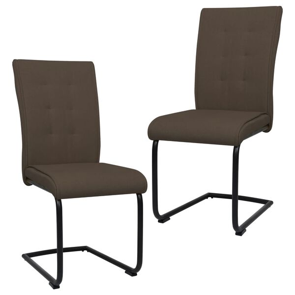 vidaXL Chaises &agrave; manger cantilever lot de 2 marron tissu