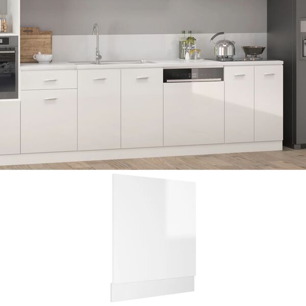 vidaXL Panneau de lave-vaisselle "Lyon" Blanc brillant 59,5x3x67 cm