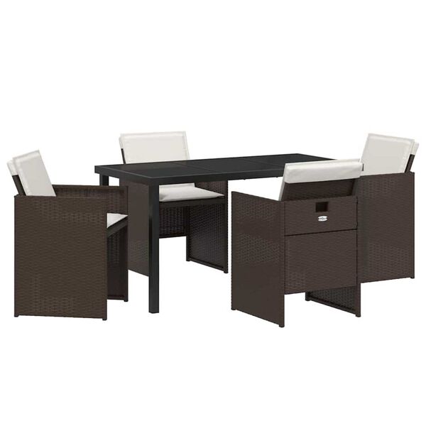 vidaXL Ensemble de salle &agrave; manger pour jardin 5 pcs Marron polyrotin