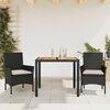 vidaXL Ensemble &agrave; manger de jardin et coussins 3 pcs noir rotin acacia