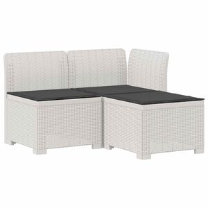 vidaXL Canap&eacute; de jardin 3 places avec coussins look rattan PP Blanc