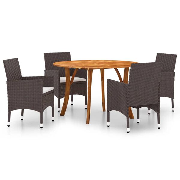 vidaXL Ensemble &agrave; manger de jardin 5 pcs Marron
