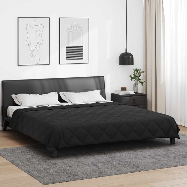 vidaXL Duvet d'&eacute;t&eacute; simple Noir 220 x 200 cm Microfibre