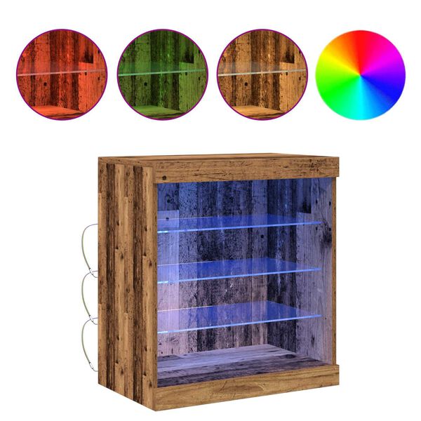 vidaXL Buffet LED Bois ancien 60,5 x 37 x 67 cm Bois d'ing&eacute;nierie
