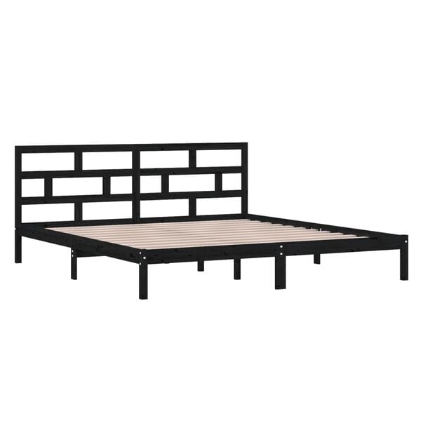 vidaXL Cadre de lit sans matelas noir bois massif 140x190 cm