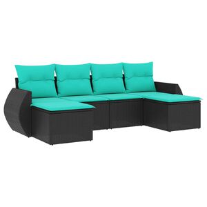vidaXL Salon de jardin 6 pcs avec coussins noir r&eacute;sine tress&eacute;e