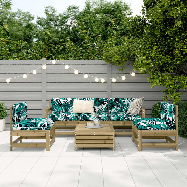 vidaXL Salon de jardin 6 pcs bois de pin impr&eacute;gn&eacute;