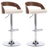 vidaXL Tabourets de bar lot de 2 cr&egrave;me similicuir et bois courb&eacute;