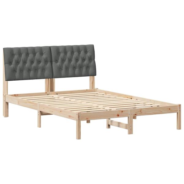 vidaXL Cadre de lit Gris fonc&eacute; 140 x 190 cm Pin massif