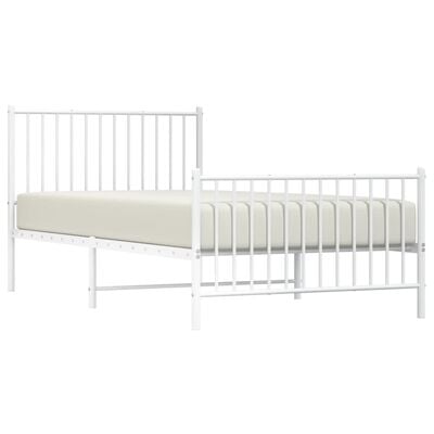 vidaXL Cadre de lit métal sans matelas et pied de lit blanc 100x200 cm