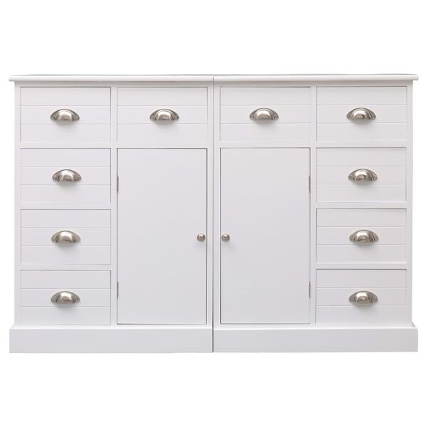 vidaXL Buffet avec 10 tiroirs Blanc 113x30x79 cm Bois