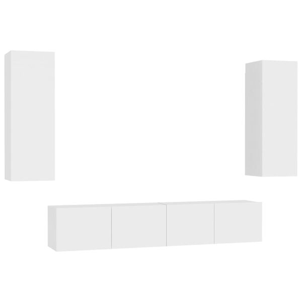 vidaXL Ensemble de meubles TV 4 pcs Blanc Bois d'ing&eacute;nierie