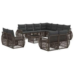 vidaXL Ensemble de canap&eacute; de jardin 12 pcs Gris et Gris fonc&eacute;
