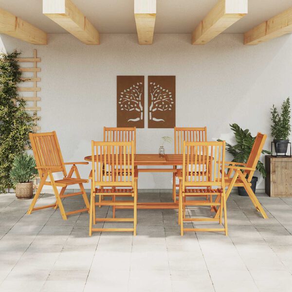 vidaXL Ensemble de salle &agrave; manger pour jardin 7 pcs Marron