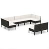 vidaXL Salon de jardin 9 pcs avec coussins R&eacute;sine tress&eacute;e Noir