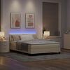 vidaXL Lit &agrave; ressorts avec matelas avec LED Cr&egrave;me 140 x 200 cm tissu