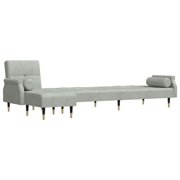 vidaXL Canap&eacute;-lit en forme de L gris clair 271x140x70 cm velours