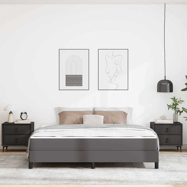 vidaXL Cadre de lit avec matelas Gris 180 x 200 cm tissu