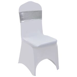 vidaXL Ruban &eacute;lastique de chaise 25 pcs avec boucle &agrave; diamants Argent&eacute;