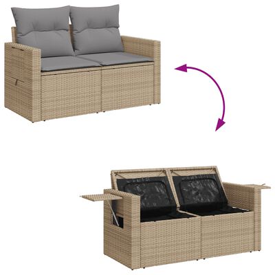 vidaXL Salon de jardin avec coussins 6pcs mélange beige résine tressée