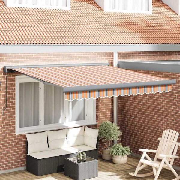 vidaXL Auvent R&eacute;tractable Multicolore 350 x 250 cm Tissu et M&eacute;tal