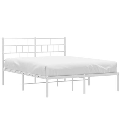 vidaXL Cadre de lit métal sans matelas et tête de lit blanc 135x190 cm