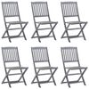 vidaXL Chaises pliables d'ext&eacute;rieur lot de 6 et coussins Bois d'acacia