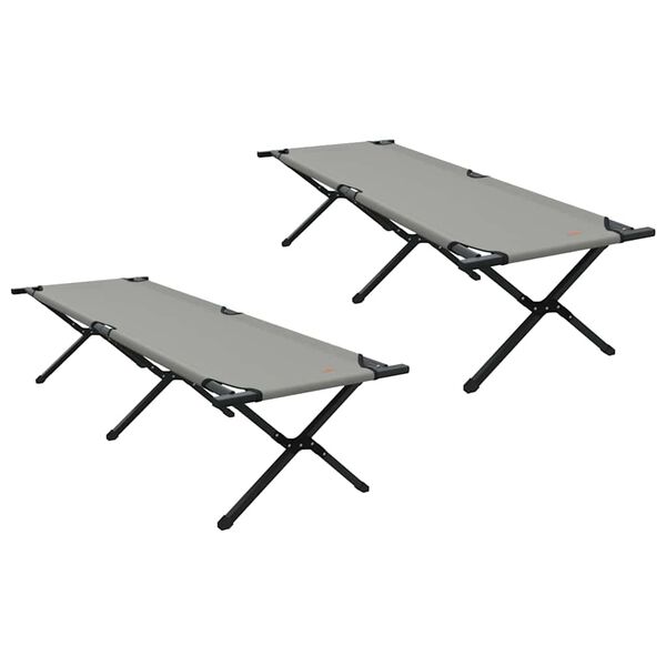 vidaXL Lit de camping pliant 2 pcs Gris 193 x 69 x 45 cm Tissu Oxford