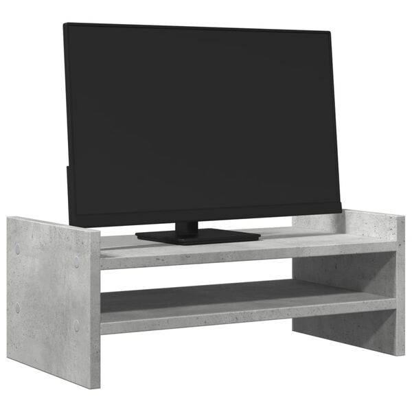 vidaXL Support de moniteur gris b&eacute;ton 50x27x20 cm bois d'ing&eacute;nierie