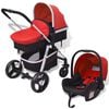 vidaXL Poussette 3-en-1 Aluminium Rouge et noir