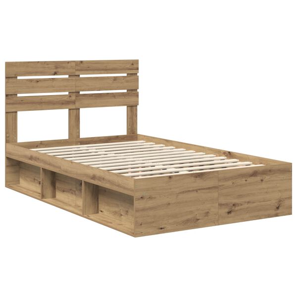 vidaXL Cadre de lit Ch&ecirc;ne artisan 135 x 190 cm Pin massif