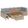 vidaXL Ensemble de canap&eacute; de jardin 9 pc Beige polyrotin