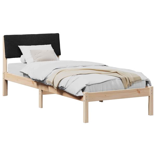 vidaXL Cadre de lit Marron et noir 80 x 200 cm Bois massif en pin