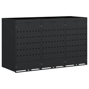 vidaXL Rangement de poubelle &agrave; roulettes pour 3 poubelles Noir