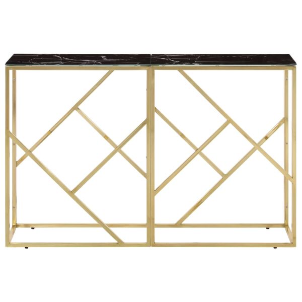 vidaXL Table console dor&eacute; acier inoxydable et verre tremp&eacute;