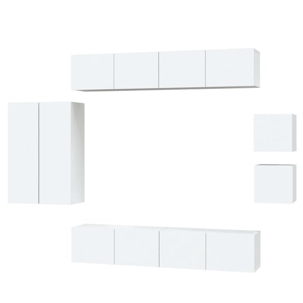 vidaXL Ensemble de meubles TV 8 pcs Blanc Bois d'ingénierie