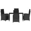 vidaXL Ensemble de salle &agrave; manger pour jardin 5 pcs Noir polyrotin