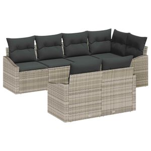 vidaXL Ensemble de canap&eacute; de jardin 7 pc Gris clair polyrotin