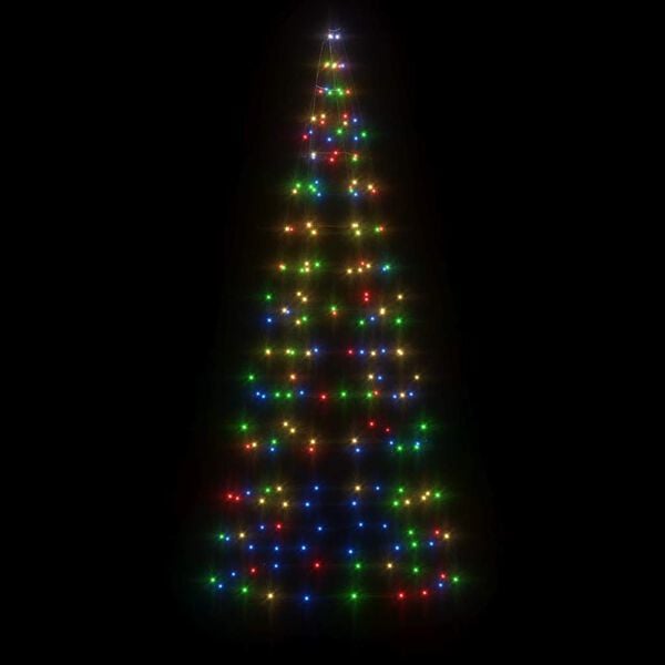 vidaXL Sapin de No&euml;l &agrave; LED sur m&acirc;t de drapeau 200 LED color&eacute; 180 cm